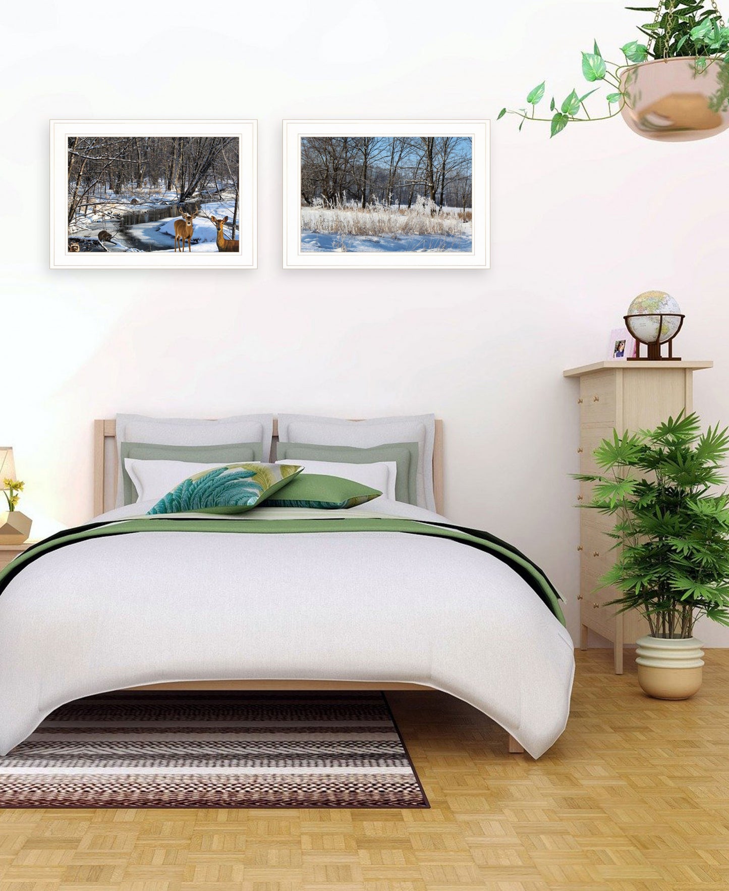 Set Of Two Great Outdoors Nature or Winter Forest 2 White Framed Print Wall Art-3