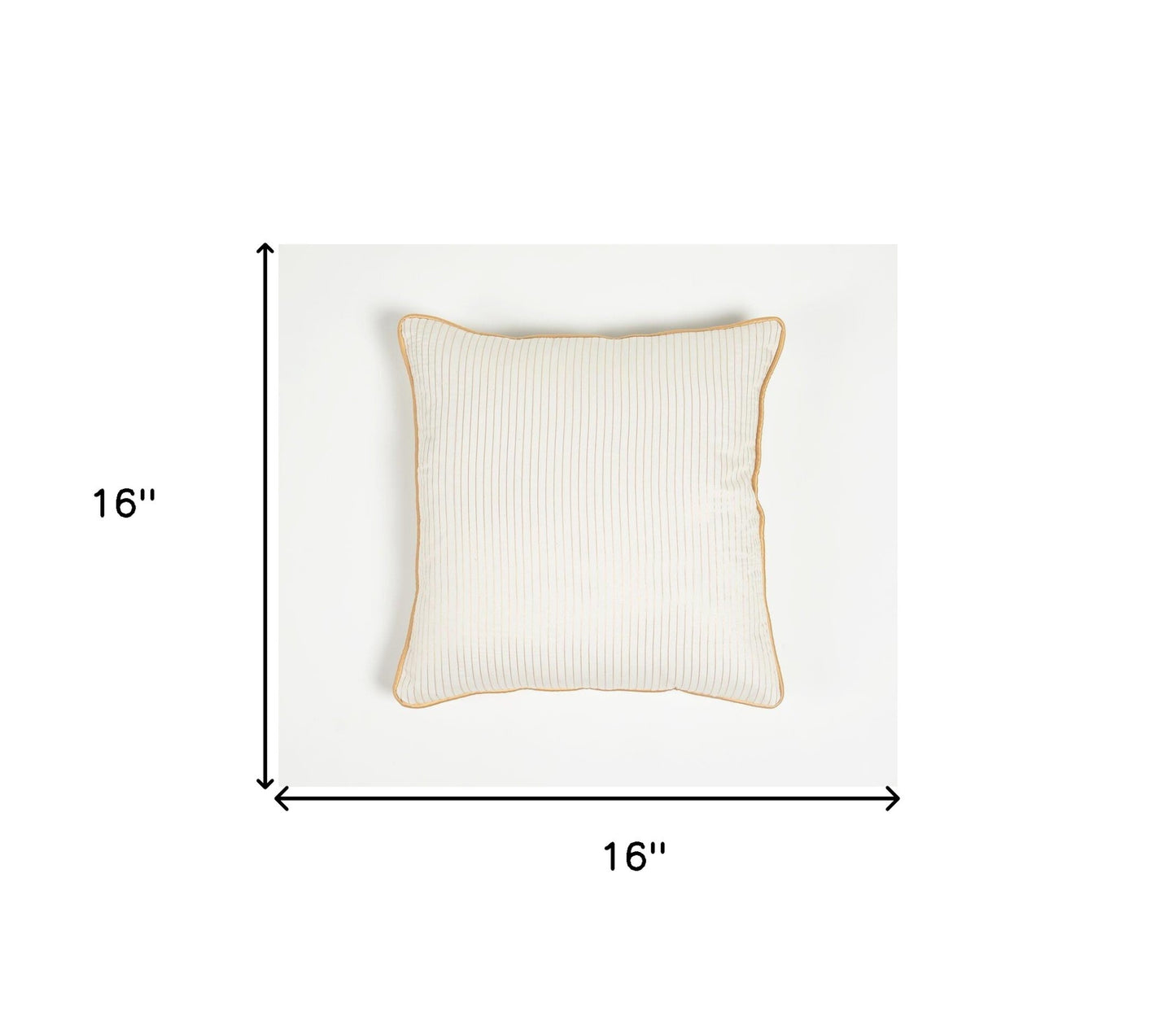 16" Yellow and White Striped Cotton Blend Throw Pillow Cover-4