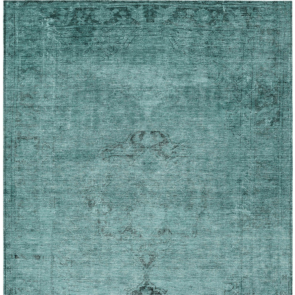 5' X 8' Teal Blue Turquoise And Charcoal Oriental Washable Indoor Outdoor Area Rug-5