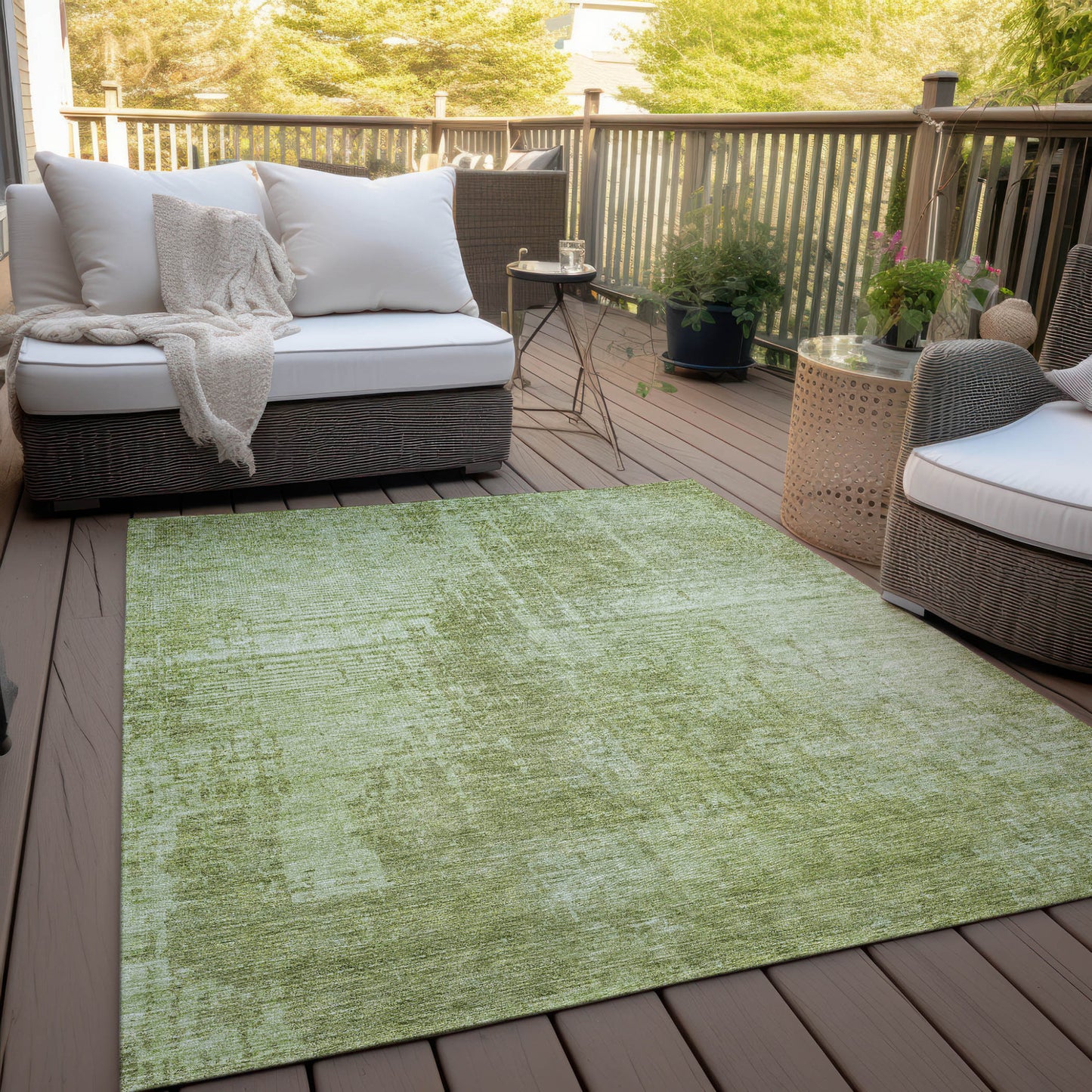 3' X 5' Sage And Green Abstract Washable Indoor Outdoor Area Rug-6