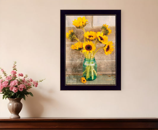 Country Sunflowers 1 Black Framed Print Wall Art-0