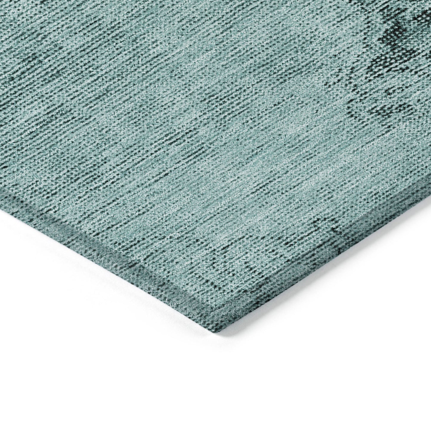 5' X 8' Teal Blue Turquoise And Charcoal Oriental Washable Indoor Outdoor Area Rug-3