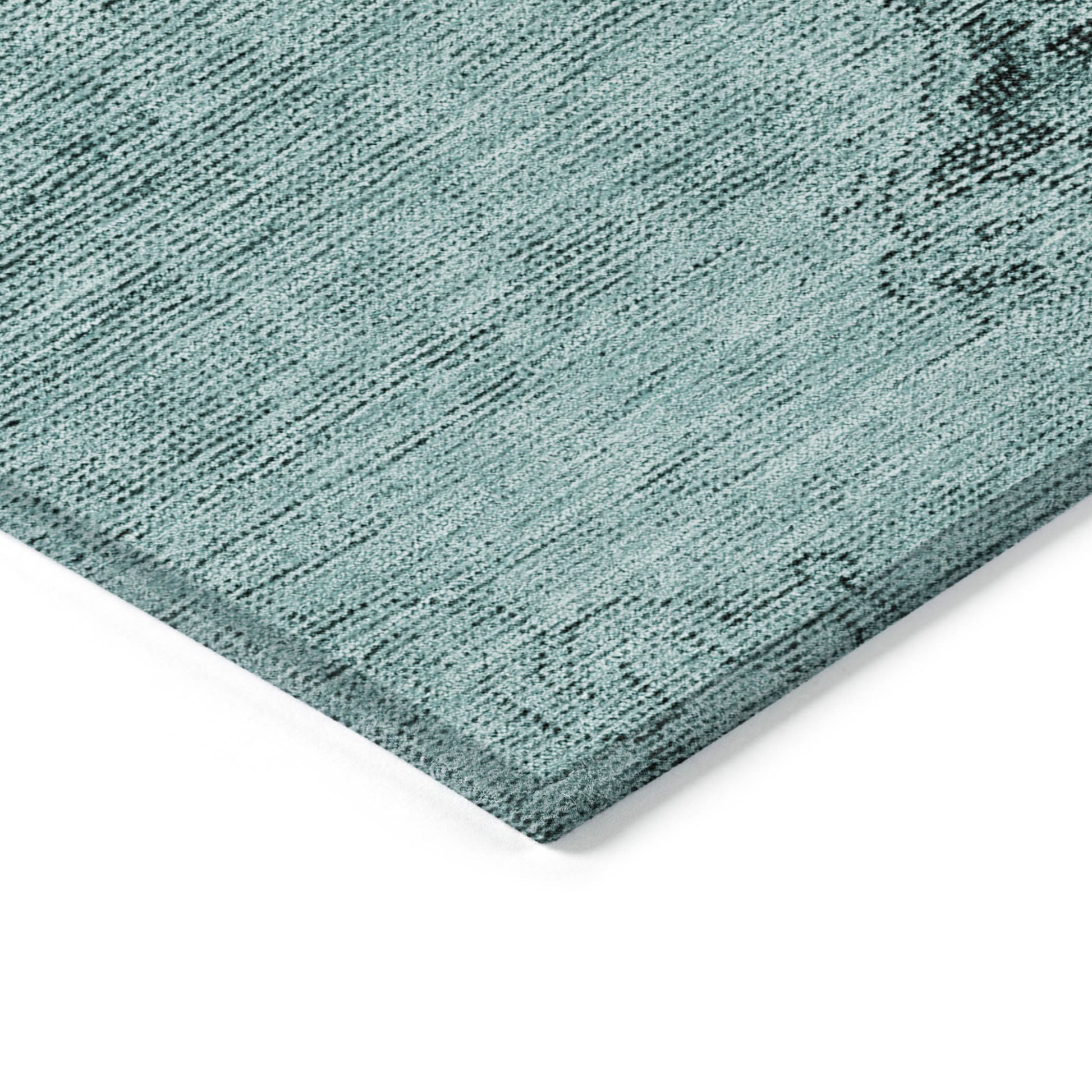 5' X 8' Teal Blue Turquoise And Charcoal Oriental Washable Indoor Outdoor Area Rug-3